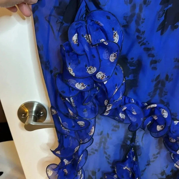 NWOT ULYANO SERGEENKO summer 2023 printed sink dress in blue with print sz fr36 - Picture 3 of 10